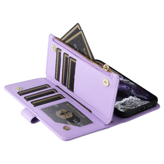 For Google Pixel 8 Crossbody Zipper Wallet Rhombus Leather Phone Case(Purple)