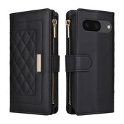 For Google Pixel 8 Crossbody Zipper Wallet Rhombus Leather Phone Case(Black)