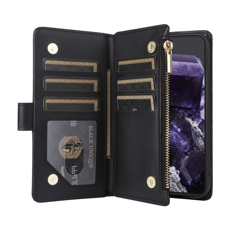 For Google Pixel 8 Crossbody Zipper Wallet Rhombus Leather Phone Case(Black)