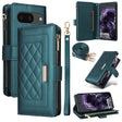 For Google Pixel 8 Crossbody Zipper Wallet Rhombus Leather Phone Case(Green) - Google Cases by PMC TechLife | Online Shopping South Africa | PMC TechLife | Buy Now Pay Later Mobicred