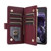 For Google Pixel 8 Crossbody Zipper Wallet Rhombus Leather Phone Case(Wine Red)
