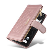 For Google Pixel 7 Crossbody Zipper Wallet Rhombus Leather Phone Case(Rose Gold)