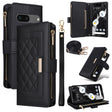 For Google Pixel 7 Crossbody Zipper Wallet Rhombus Leather Phone Case(Black) - Google Cases by PMC TechLife | Online Shopping South Africa | PMC TechLife | Buy Now Pay Later Mobicred