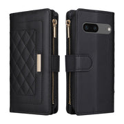For Google Pixel 7 Crossbody Zipper Wallet Rhombus Leather Phone Case(Black)
