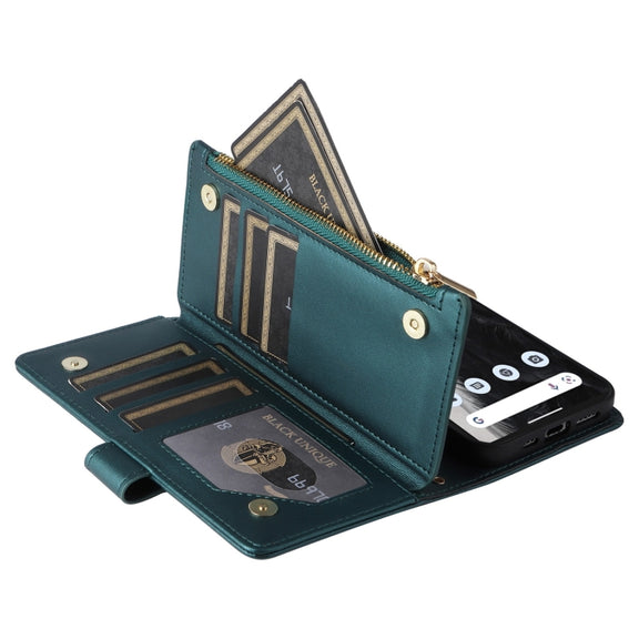 For Google Pixel 7 Crossbody Zipper Wallet Rhombus Leather Phone Case(Green)