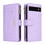 For Google Pixel 7a Crossbody Zipper Wallet Rhombus Leather Phone Case(Purple)