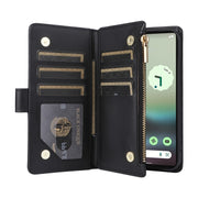 For Google Pixel 7a Crossbody Zipper Wallet Rhombus Leather Phone Case(Black)