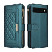 For Google Pixel 7a Crossbody Zipper Wallet Rhombus Leather Phone Case(Green)