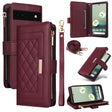 For Google Pixel 7a Crossbody Zipper Wallet Rhombus Leather Phone Case(Wine Red) - Google Cases by PMC TechLife | Online Shopping South Africa | PMC TechLife | Buy Now Pay Later Mobicred