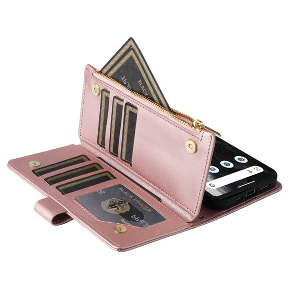 For Google Pixel 7 Pro Crossbody Zipper Wallet Rhombus Leather Phone Case(Rose Gold)