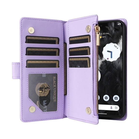 For Google Pixel 7 Pro Crossbody Zipper Wallet Rhombus Leather Phone Case(Purple)