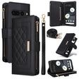 For Google Pixel 7 Pro Crossbody Zipper Wallet Rhombus Leather Phone Case(Black) - Google Cases by PMC TechLife | Online Shopping South Africa | PMC TechLife | Buy Now Pay Later Mobicred