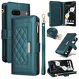 For Google Pixel 7 Pro Crossbody Zipper Wallet Rhombus Leather Phone Case(Green) - Google Cases by PMC TechLife | Online Shopping South Africa | PMC TechLife | Buy Now Pay Later Mobicred