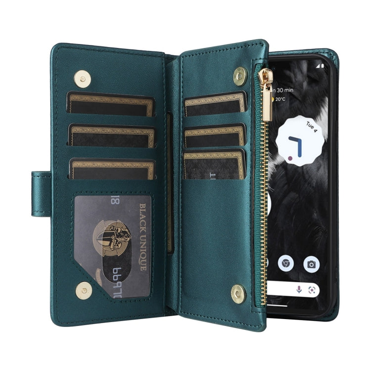 For Google Pixel 7 Pro Crossbody Zipper Wallet Rhombus Leather Phone Case(Green)