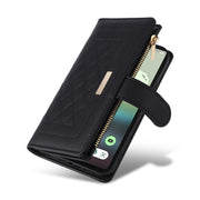 For Google Pixel 6a Crossbody Zipper Wallet Rhombus Leather Phone Case(Black)