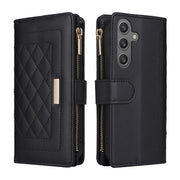 For Samsung Galaxy S24 5G Crossbody Zipper Wallet Rhombus Leather Phone Case(Black)