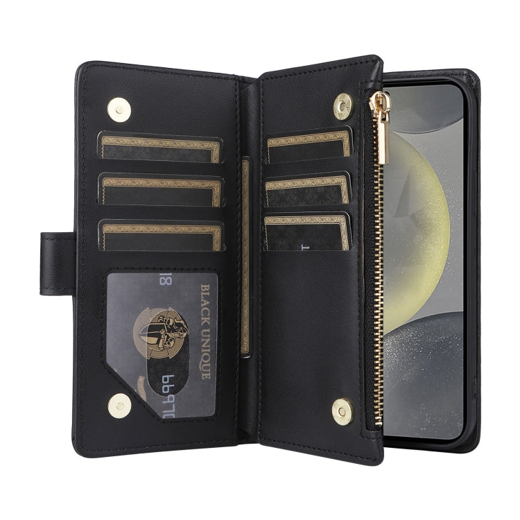 For Samsung Galaxy S24+ 5G Crossbody Zipper Wallet Rhombus Leather Phone Case(Black)