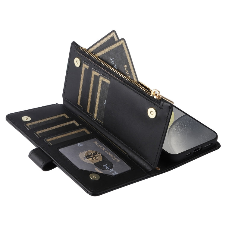 For Samsung Galaxy S24+ 5G Crossbody Zipper Wallet Rhombus Leather Phone Case(Black)