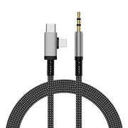 2 in 1 8 Pin, USB-C / Type-C to 3.5mm Car AUX Audio Adapter Cable, Length:1m(Grey)