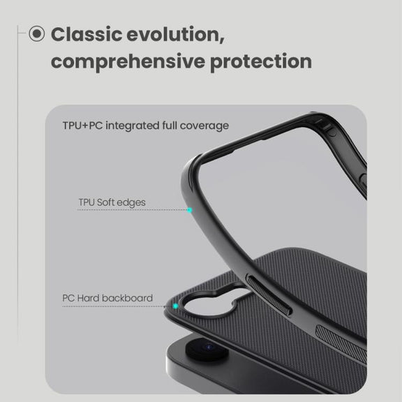 For iPhone 16e NILLKIN Frosted Shield Pro PC + TPU Phone Case(Black)