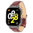 For Redmi Watch 4 Metal Black Frame Genuine Leather Watch Band(Wine Red) - Watch Bands by PMc TechLife | Online Shopping South Africa | PMc TechLife | Buy Now Pay Later Mobicred