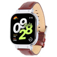 For Redmi Watch 4 Metal Silver Frame Genuine Leather Watch Band(Wine Red) - Watch Bands by PMc TechLife | Online Shopping South Africa | PMc TechLife | Buy Now Pay Later Mobicred