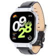 For Redmi Watch 4 Metal Silver Frame Genuine Leather Watch Band(Bamboo Black) - free shipping - PMc TechLife - Order now!