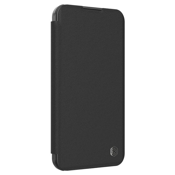 For iPhone 16 NILLKIN Qin Prop Series Flip Camera Cover Design Leather Phone Case(Plain Leather Black)