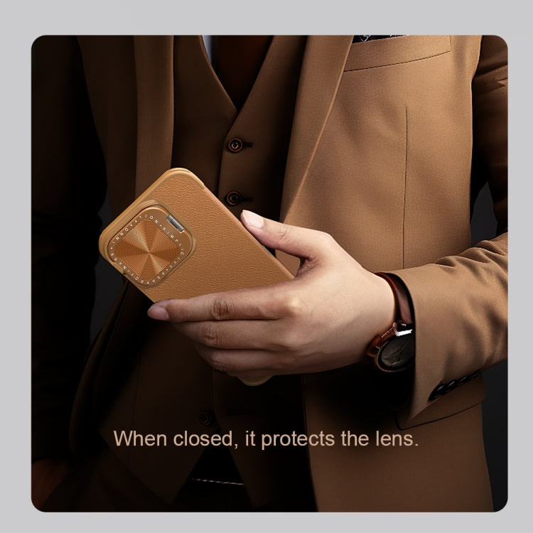 For iPhone 16 NILLKIN Qin Prop Series Flip Camera Cover Design Leather Phone Case(Plain Leather Black)