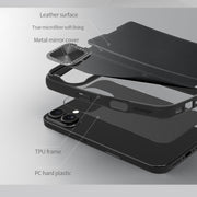 For iPhone 16 NILLKIN Qin Prop Series Flip Camera Cover Design Leather Phone Case(Plain Leather Black)