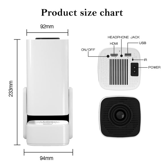 Y7S 720P Android 11 OS Portable Home WiFi Projector with Speaker, CPU:RK3326(EU Plug)