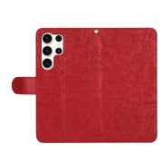 For Samsung Galaxy S25 Ultra 5G Floral Embossed Pattern Leather Phone Case(Red)