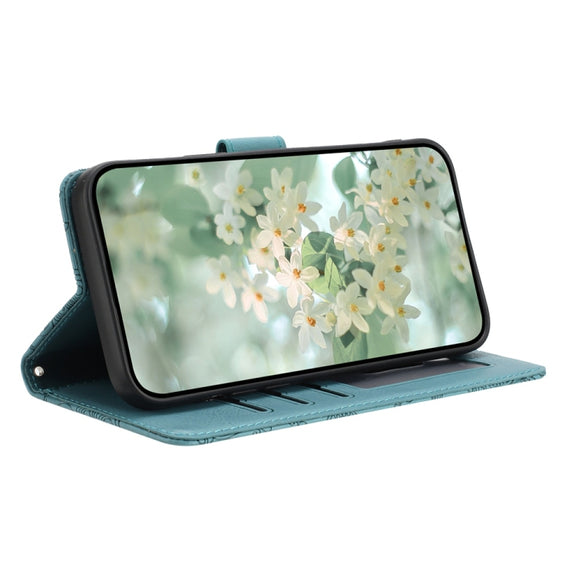 For Samsung Galaxy S25 Ultra 5G Floral Embossed Pattern Leather Phone Case(Dark Green)