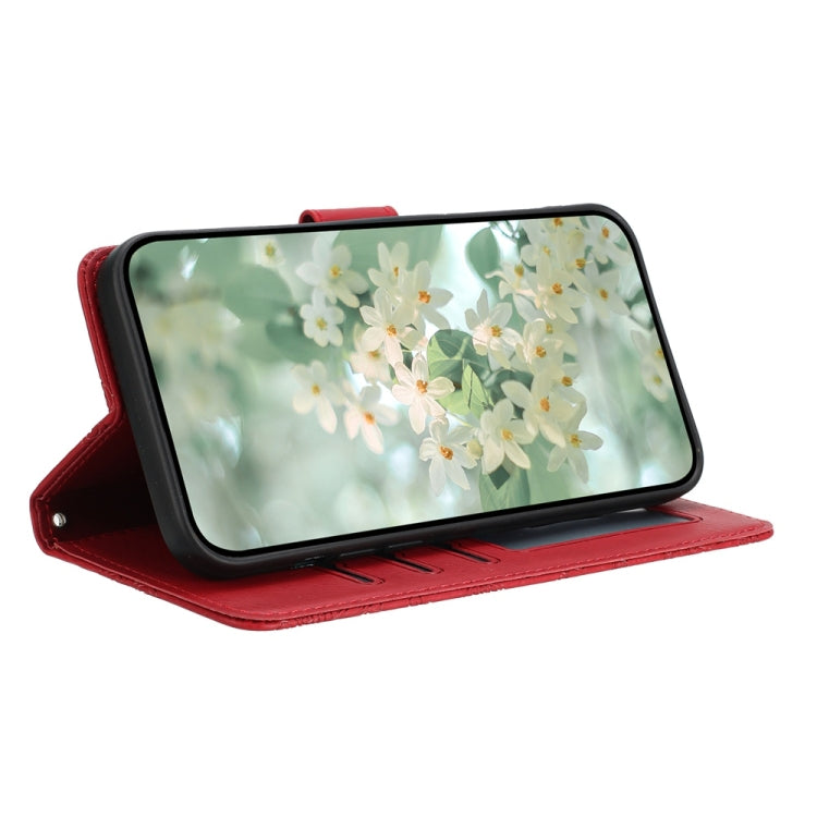 For Samsung Galaxy S25+ 5G Floral Embossed Pattern Leather Phone Case(Red)