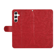 For Samsung Galaxy S25+ 5G Floral Embossed Pattern Leather Phone Case(Red)