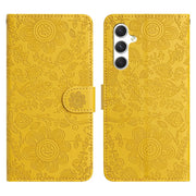 For Samsung Galaxy S25+ 5G Floral Embossed Pattern Leather Phone Case(Yellow)