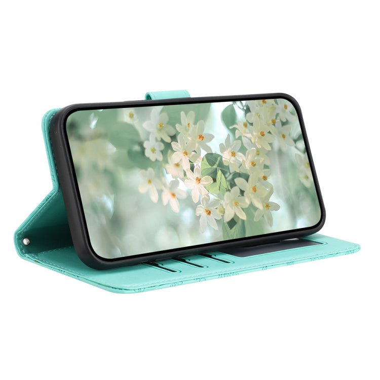For Samsung Galaxy S25+ 5G Floral Embossed Pattern Leather Phone Case(Light Green)