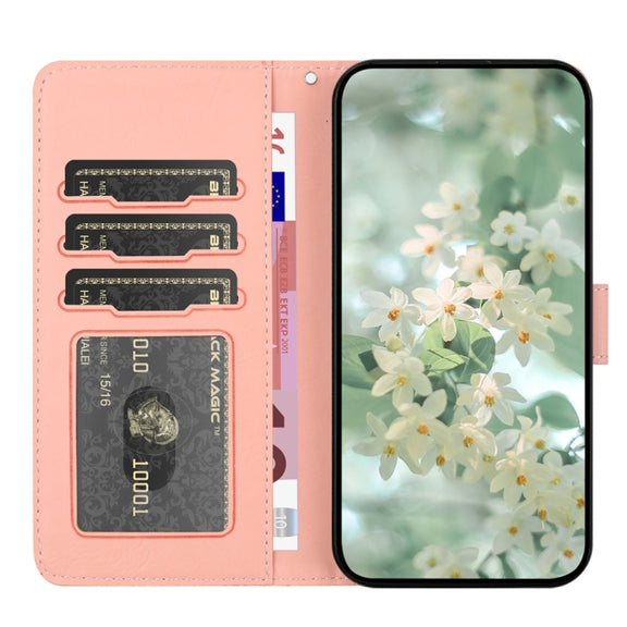 For Samsung Galaxy S25 5G Floral Embossed Pattern Leather Phone Case(Pink)