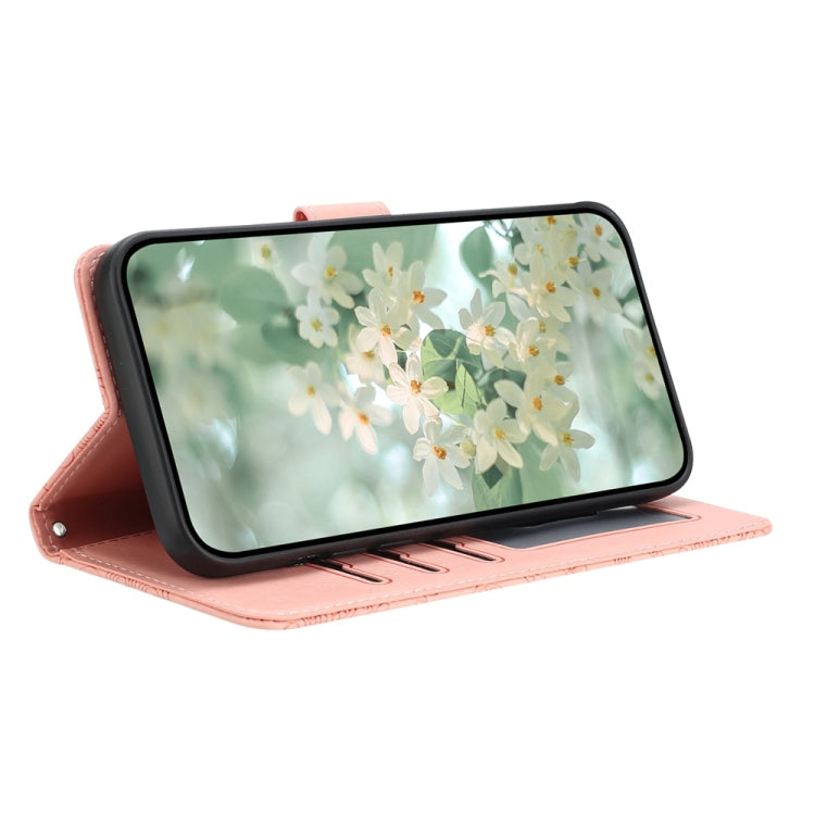 For Samsung Galaxy S25 5G Floral Embossed Pattern Leather Phone Case(Pink)