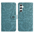 For Samsung Galaxy S25 5G Floral Embossed Pattern Leather Phone Case(Dark Green) - Galaxy S25 5G Cases by PMC Jewellery | Online Shopping South Africa | PMC Jewellery | Buy Now Pay Later Mobicred