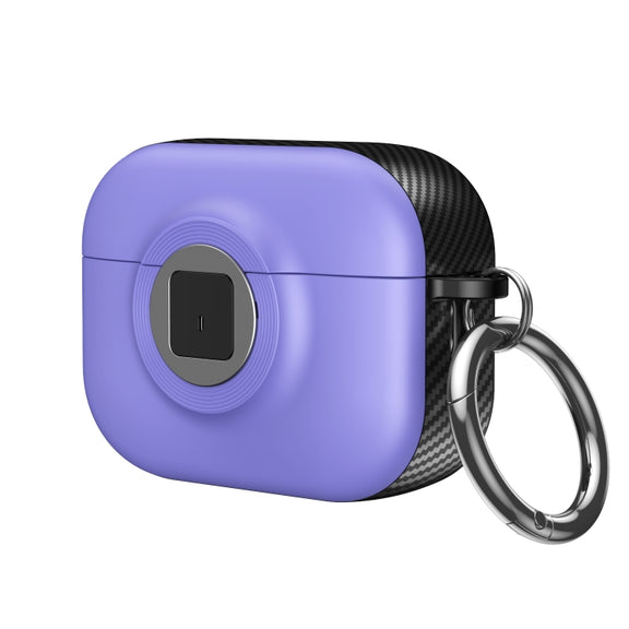 For AirPods 3 Camera Series PC + TPU Headset Shockproof Carbon Fibre Case(Purple)