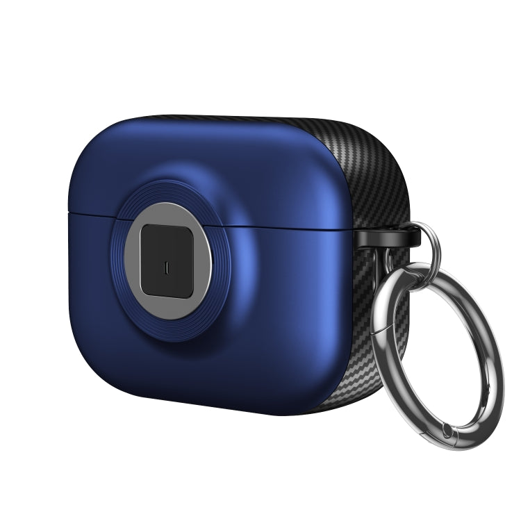 For AirPods Pro Camera Series PC + TPU Headset Shockproof Carbon Fibre Case(Blue)