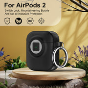 For AirPods 1 / 2 Camera Series PC + TPU Headset Shockproof Carbon Fibre Case(Black)