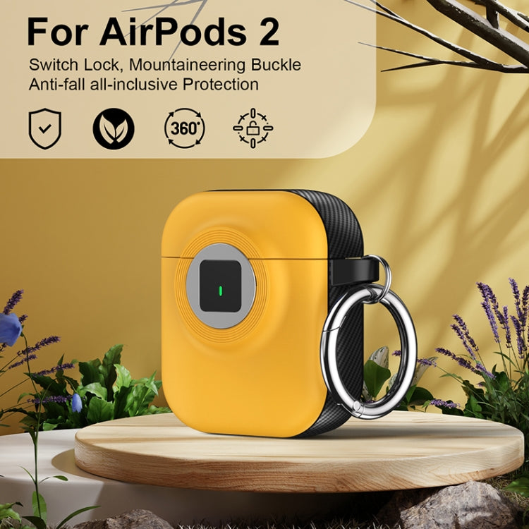 For AirPods 1 / 2 Camera Series PC + TPU Headset Shockproof Carbon Fibre Case(Yellow)
