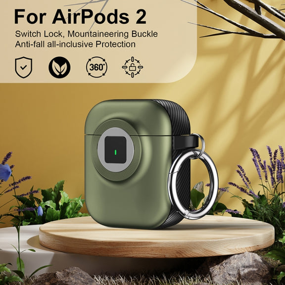 For AirPods 1 / 2 Camera Series PC + TPU Headset Shockproof Carbon Fibre Case(Green)