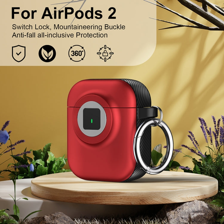 For AirPods 1 / 2 Camera Series PC + TPU Headset Shockproof Carbon Fibre Case(Red)