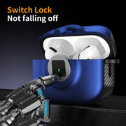 For AirPods 1 / 2 Camera Series PC + TPU Headset Shockproof Carbon Fibre Case(Blue)