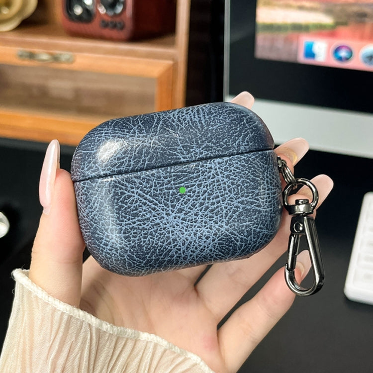 For AirPods Pro Retro Oil Leather Bluetooth Earphones Protective Case(Blue)