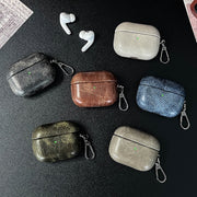 For AirPods Pro Retro Oil Leather Bluetooth Earphones Protective Case(Apricot)