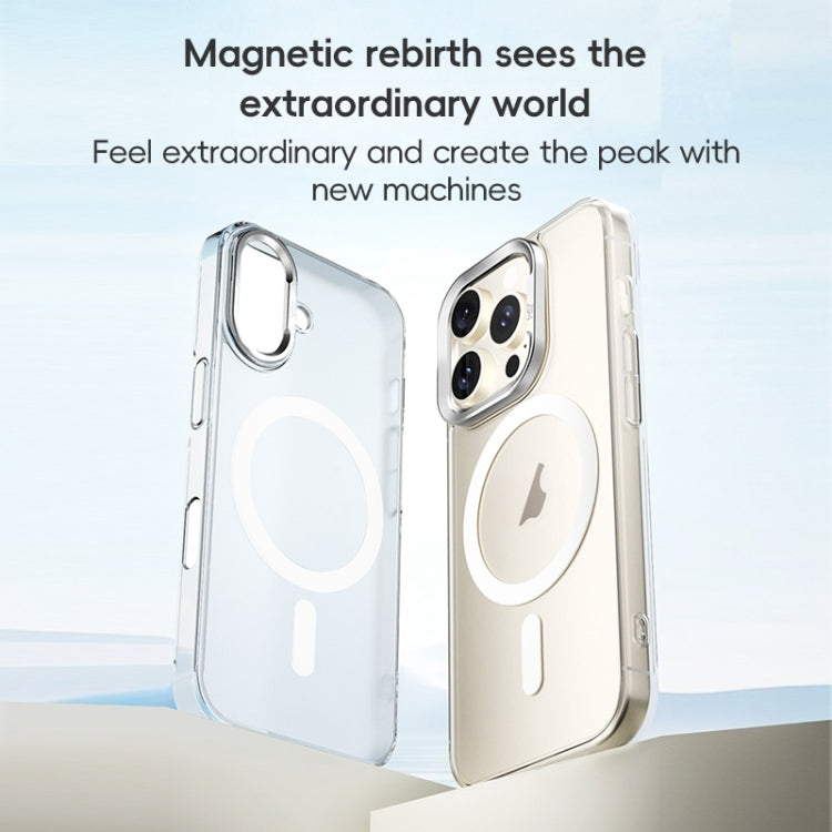 For iPhone 16 ZGA Magsafe Clear PC Tempered Glass Phone Case(Frosted White)